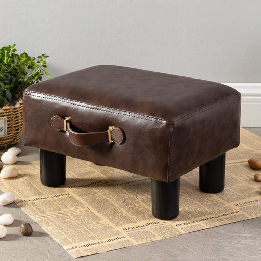 Small Foot Stool with Wood Leg for Living Room, Reposapiés Bedroom