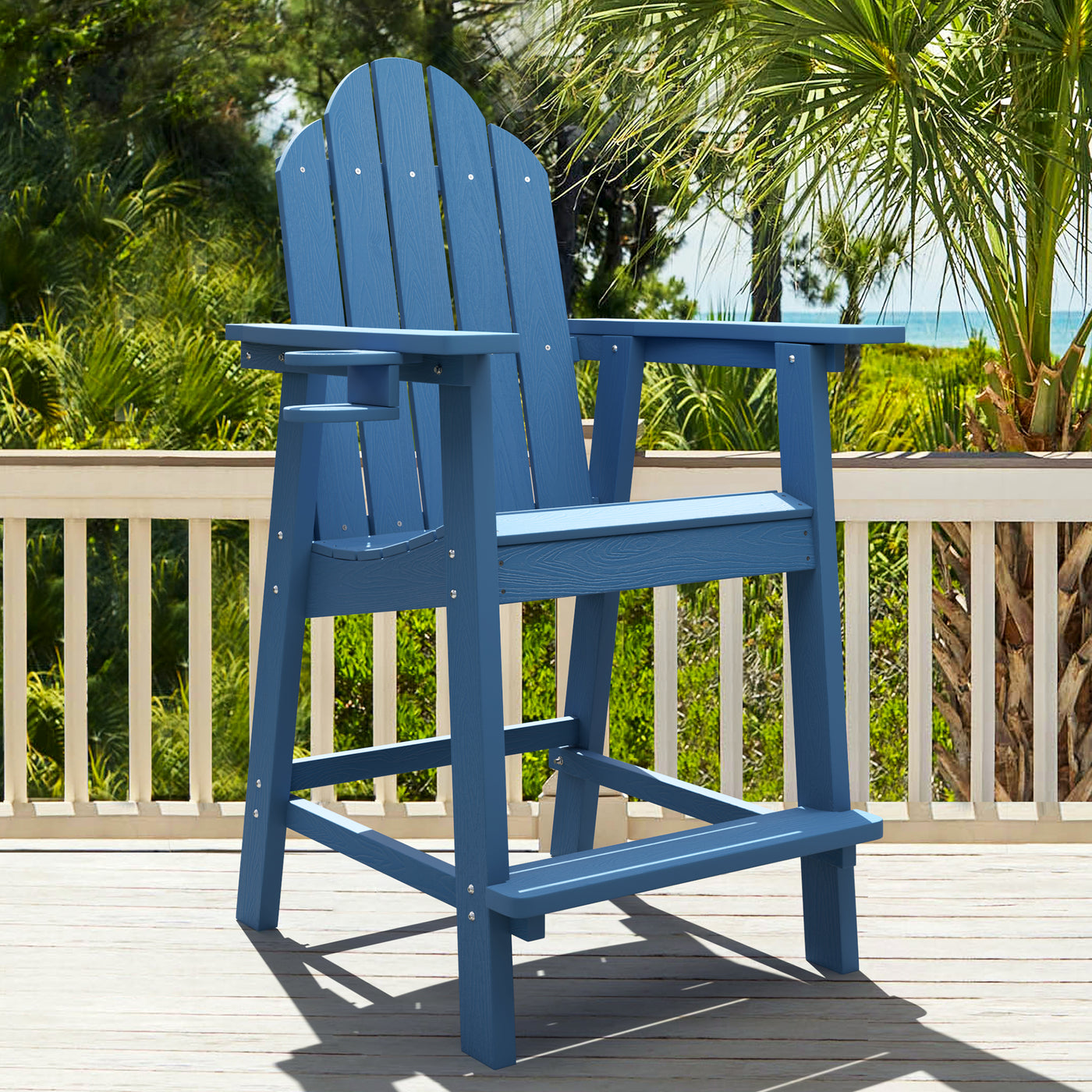 LUE BONA Tall Adirondack Chair With Cup Holder Outdoor Counter Bar   1 Da03b613 631d 43f2 Bc4f 9aea85865680 1400x1400 