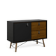 1 Door, 2 Drawer Sideboard Black Matte/Walnut - Ecart