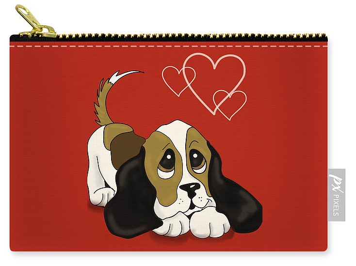 Puppy Love valentine - Carry-All Pouch - Art by Irma