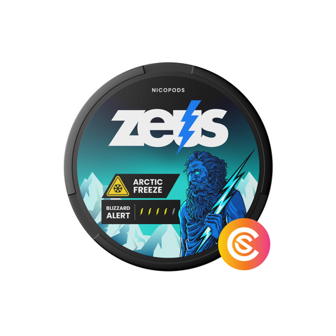 ZEUS NICOPODS ARCTIC FREEZE BLIZZARD ALERT NICOTINE POUCHES SNUSCORE