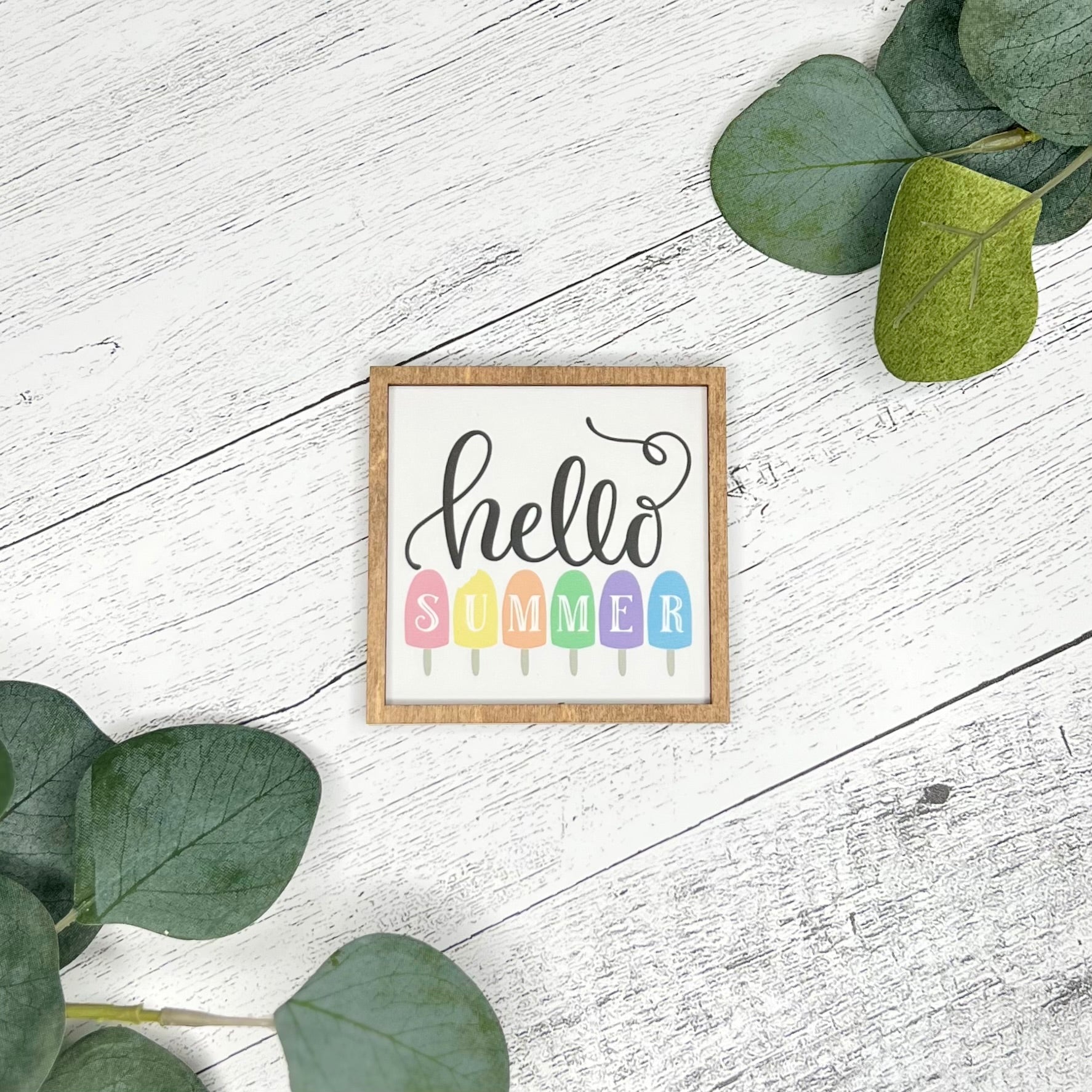 WHLS Mini Framed Summer Themed Sign | Hello Summer