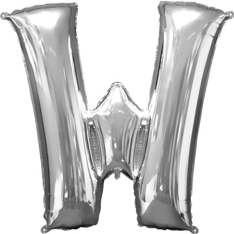 Silver Letter W Balloon - 34" Foil