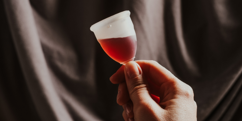 Menstrual cup with blood