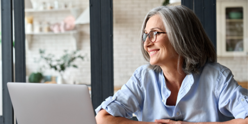 Menopausal woman researching yeast infection