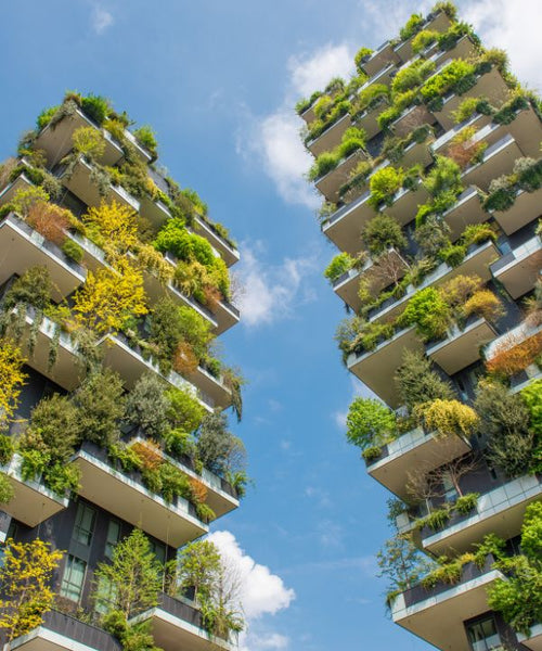 Bosco Verticale with lush greenery cascading down its façade