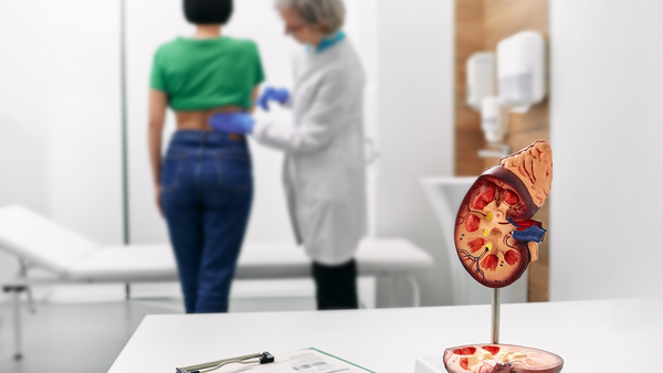 woman with silent kidney stones being examined by urologist