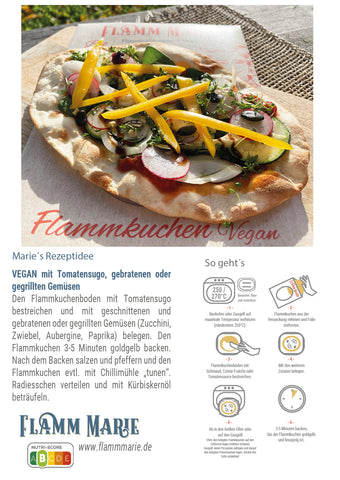 Flamm Marie´s Rezeptidee, Flammkuchen VEGAN mit Tomatensugo, gebratenen oder gegrillten Gemüsen