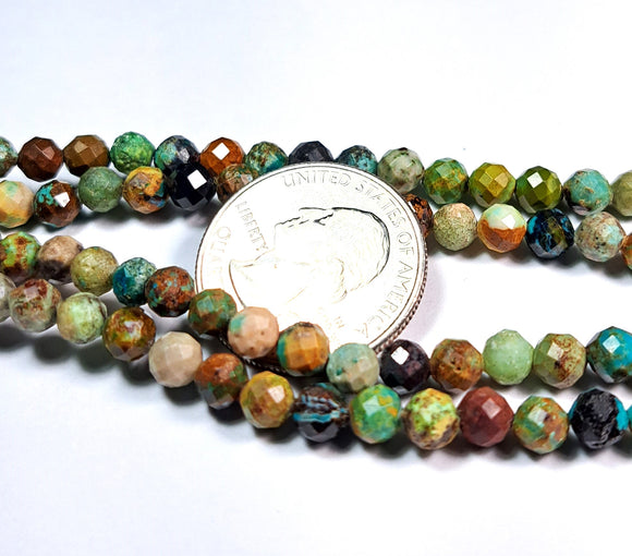 5mm African Turquoise Faceted Round Gemstone Beads 8-Inch Strand