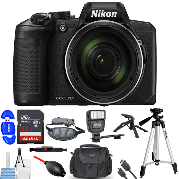 Nikon COOLPIX B600 Digital Camera (Black) with 32GB Memory Card