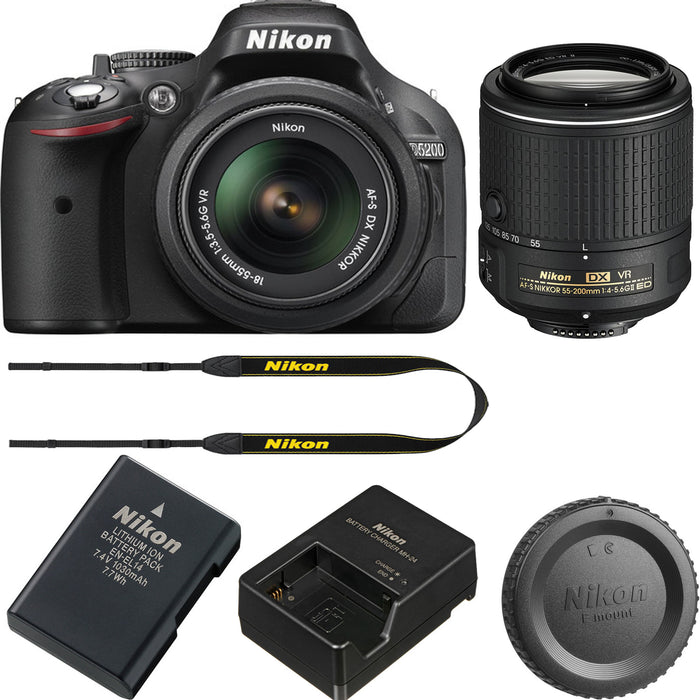 Begroeten Caius Gemarkeerd Nikon D5200/D5600 DSLR Camera with 18-55mm f/3.5-5.6G ED II & 55-200mm  f/4-5.6G ED VR II Lenses | NJ Accessory/Buy Direct & Save