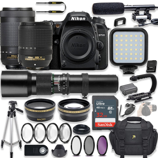 Nikon D7500 DSLR Camera (Body Only) 1581 Pro Bundle with 32GB SD, Flash,  Tripods, Gadget Bag, HDMI Cable and More 