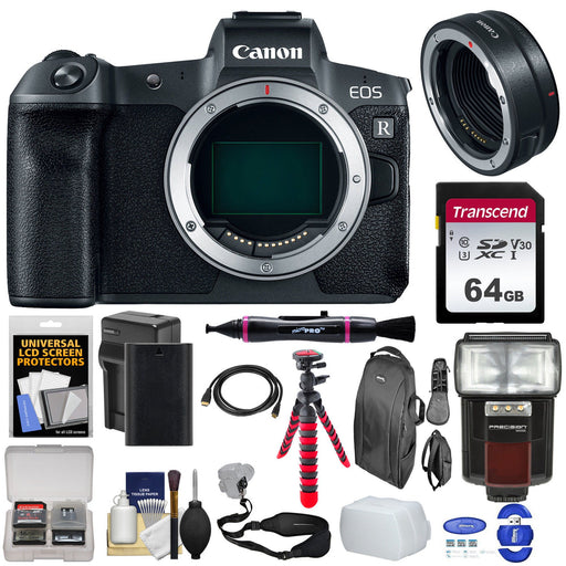 Canon EOS R Mirrorless Digital Camera (Body Only) with Mount Adapter EF-EOS  R, 2x Spare Batteries + AC/DC Charger Bundle