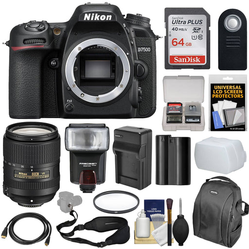 Nikon D7500 Wi-Fi 4K Digital SLR Camera Body with Sigma 18-250mm OS Lens &  Nikon 18-140mm VR + 64GB Card Deluxe Bundle