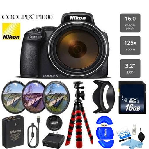  Nikon COOLPIX P1000 16.7 Digital Camera with 3.2 LCD, Black :  Electronics