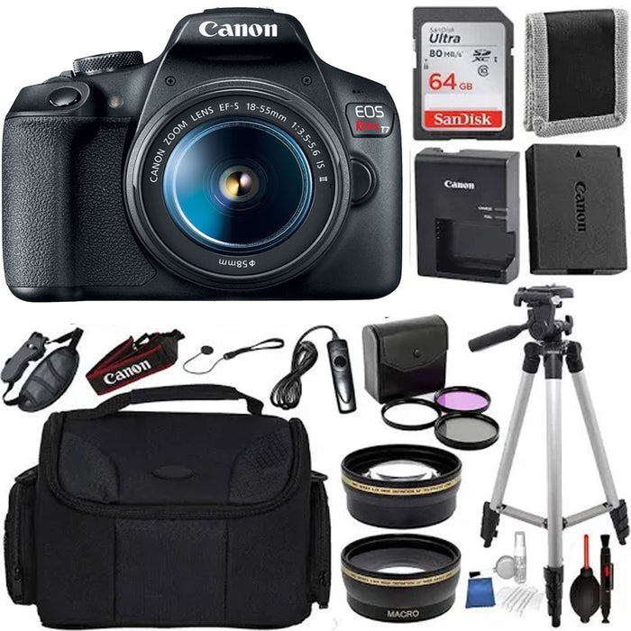 Canon EOS Rebel T7/2000D DSLR Camera with 18-55mm Lens Professional Accessory Bundle