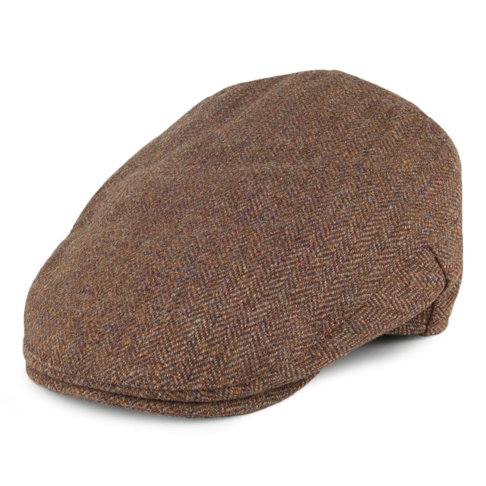 Christys Hats Balmoral Country Tweed Herringbone Flat Cap Olive-Brown ...