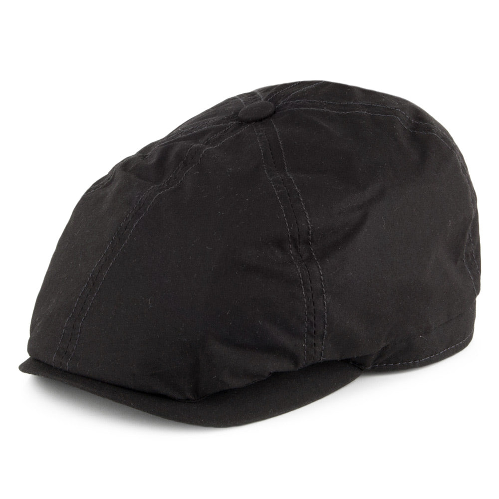 Failsworth Hats Hudson Dry Wax Newsboy Cap - Black - S