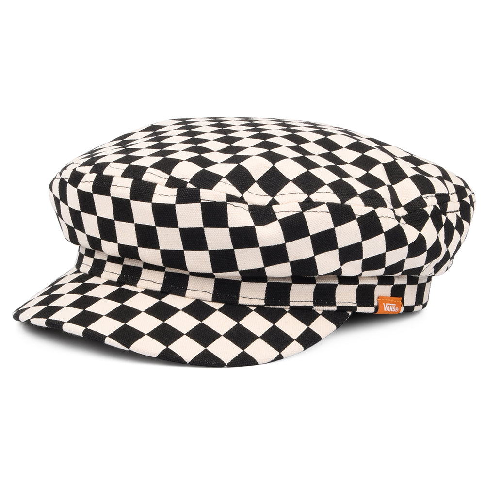 Vans Hats Womens Utility Checkerboard Baker Boy Cap - Black-White - Small/Medium