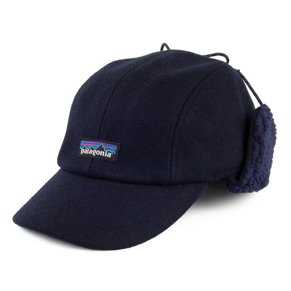 Patagonia Hats Recycled Wool Ear Flap Baseball Cap - Navy Blue - Small/Medium