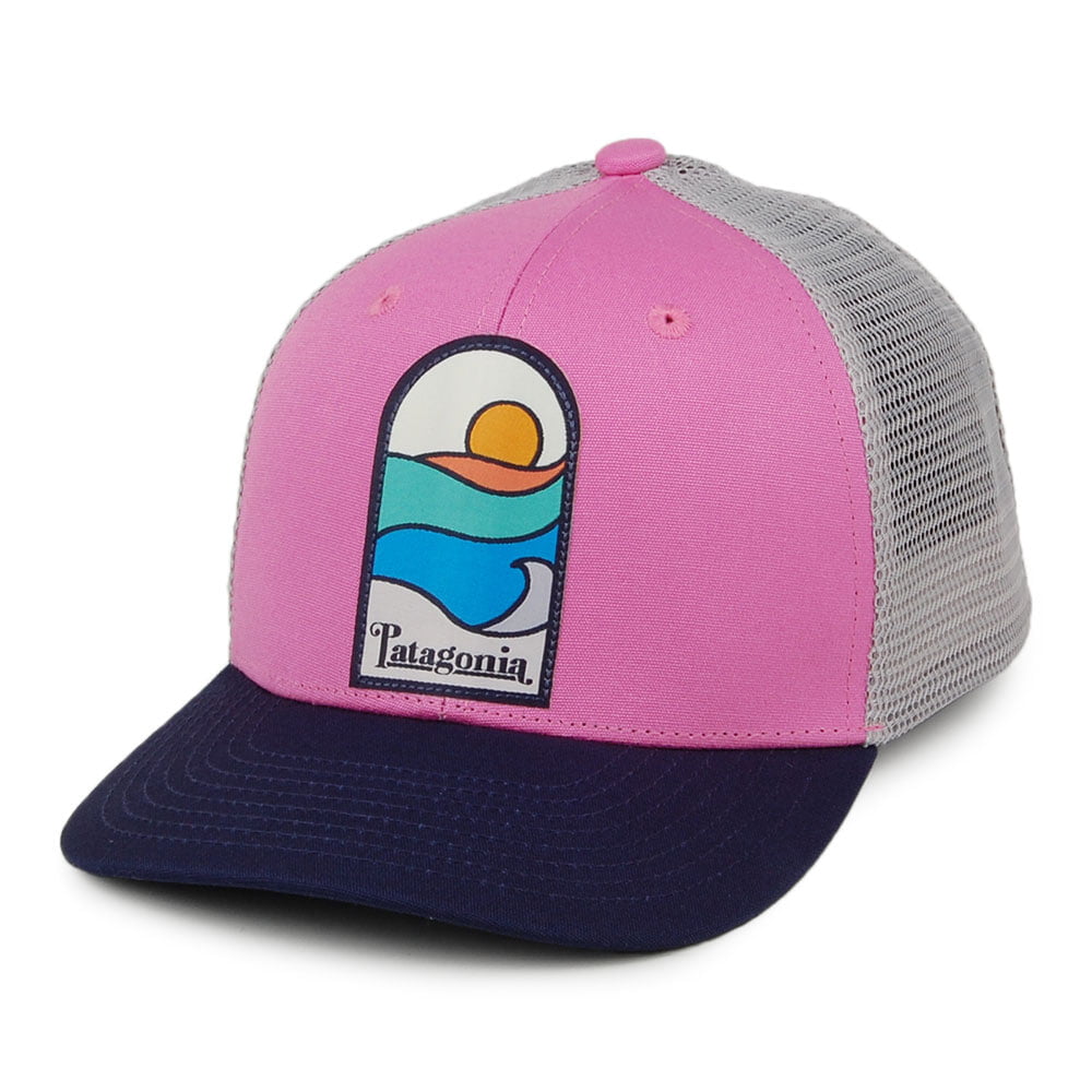 Patagonia Hats Kids Sunset Organic Cotton Trucker Cap - Pink-Grey - Adjustable