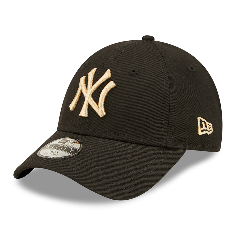 New Era Kids 9FORTY New York Yankees Baseball Cap - MLB League Essential - Black-Oatmeal - CHILD ADJ.