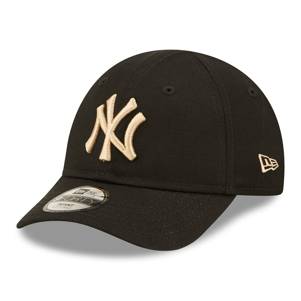 New Era Baby 9FORTY New York Yankees Baseball Cap - MLB League Essential - Black-Oatmeal