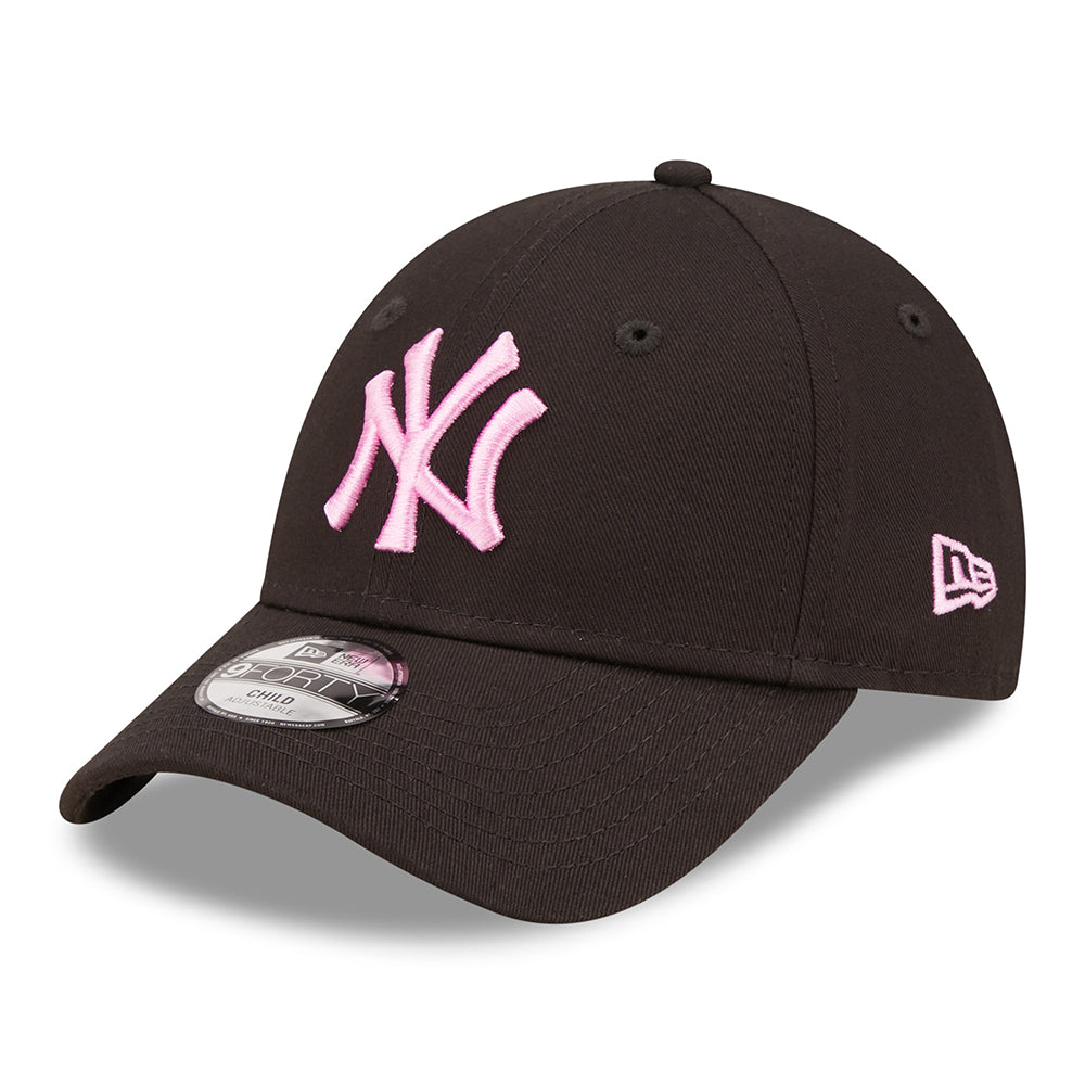 New Era Kids 9FORTY New York Yankees Baseball Cap - MLB League Essential - Black-Pink - CHILD ADJ.