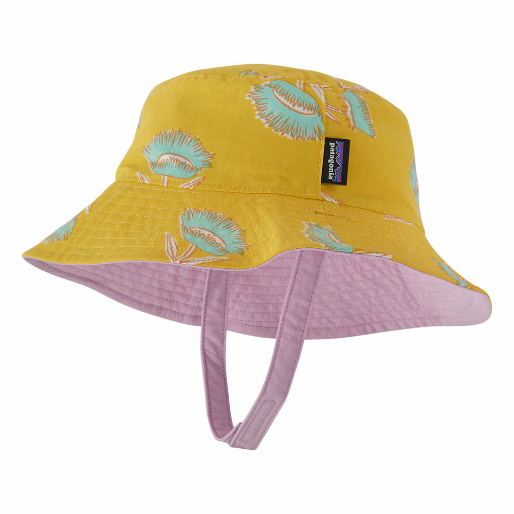 Patagonia Hats Baby Summer Plant Reversible Sun Bucket Hat - Pink-Yellow - 6-12 Months
