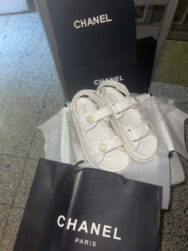 CHANEL Black Pillow CC Dad Sandals Size 37 – AYAINLOVE CURATED LUXURIES