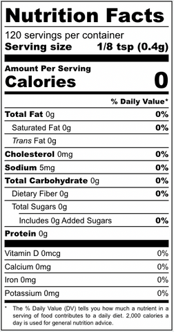 nutrition facts for coffee dust