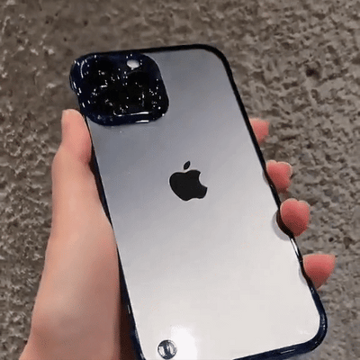 people is holding a ultra thin iPhone case in blue