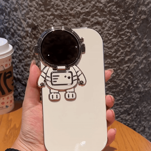 solid white on 3d astronaut kickstand & lens protector iPhone case
