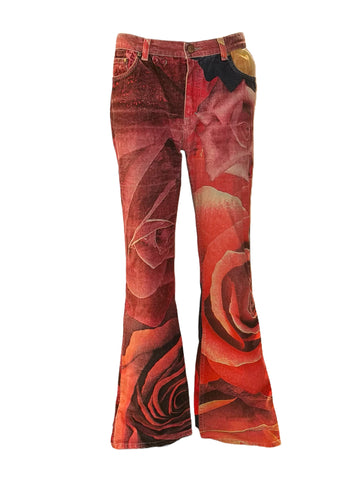 New Roberto Cavalli Floral Sequin Embellished Jeans from Art Collection  Size S