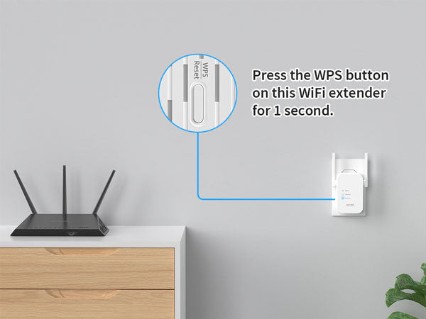 WPS Setup Guide Step 2 Press WPS Button on This 1200Mbps WiFi Extender for 1 Second