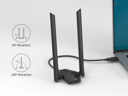 ioGiant AX1800 High Gain USB WiFi 6 Adapter with High Gain Rotatable Antennas for Increased WiFi Range