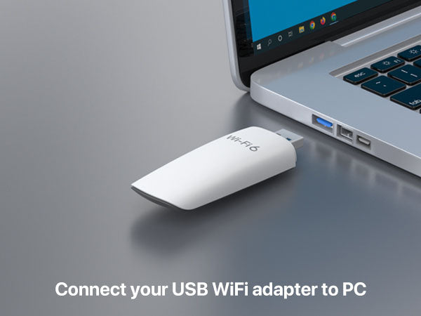 ioGiant AX1800 USB WiFi 6 Adapter Installation Guide Step 1 Connect to Your PC