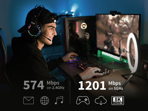 ioGiant High Gain USB WiFi 6 Adapter Delivers Dual Band 1800Mbps Fast WiFi for Streaming Gaming and Uploading