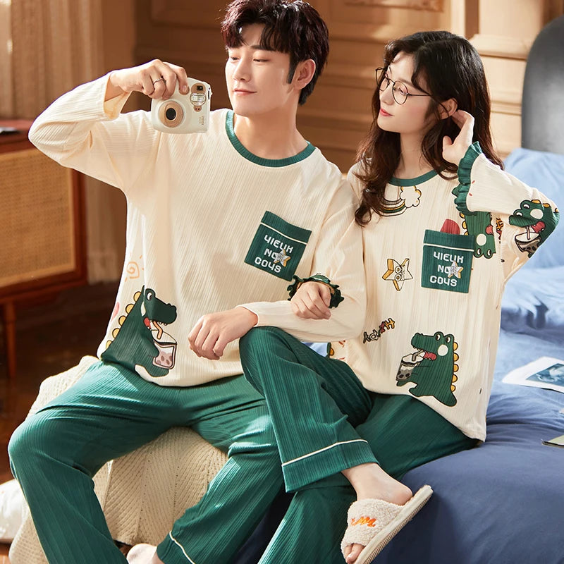Dinosaur Cartoon Cotton Pajamas for Adults – Rawr Yourself to Sleep in Style