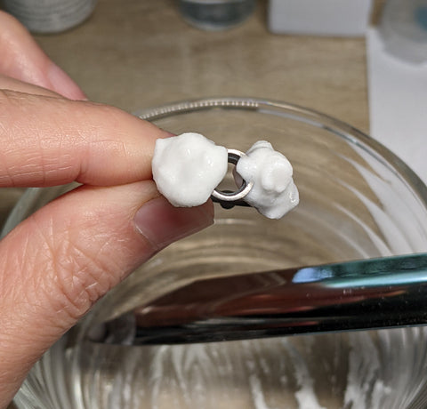 Enamel removal mixture applied to the ring