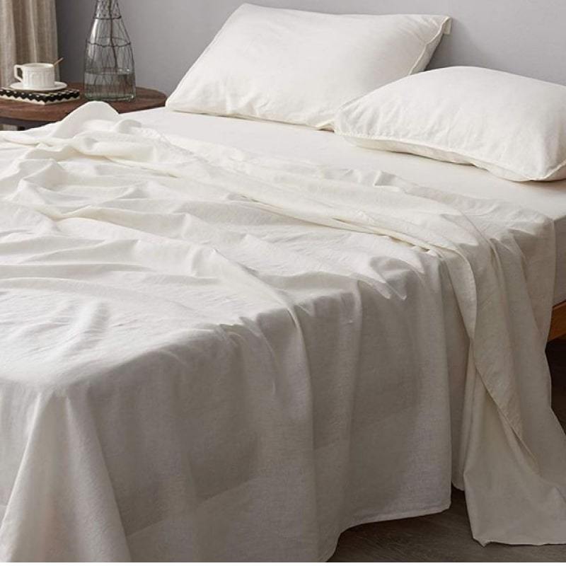 off white bed cover