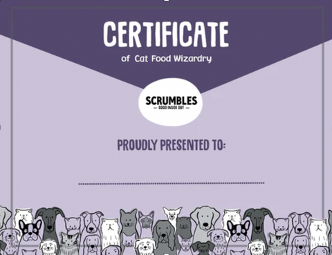 Cat food certificate