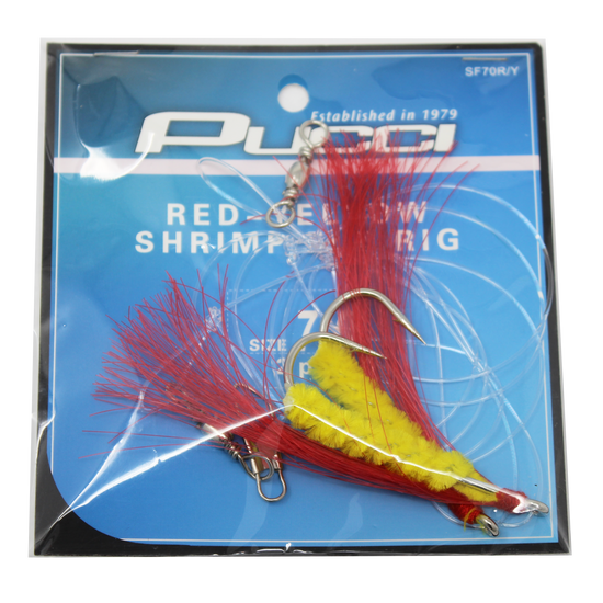 20 Packs 5/0 Hook Fishing Shrimp Flying Rig - Red/Yellow