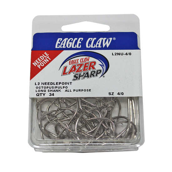 30 Siwash Hooks - Eagle Claw - Size 5/0 - Open Eye- Nickel - Fishing