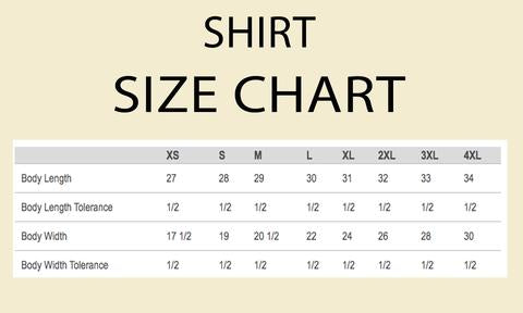 Maktoob Clothing T-Shirt Size Chart