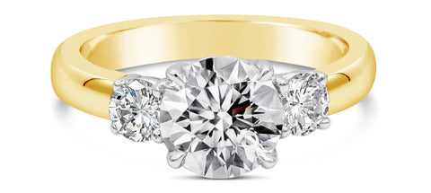 1.90 Carats Total Round Diamond Three-Stone Engagement Ring