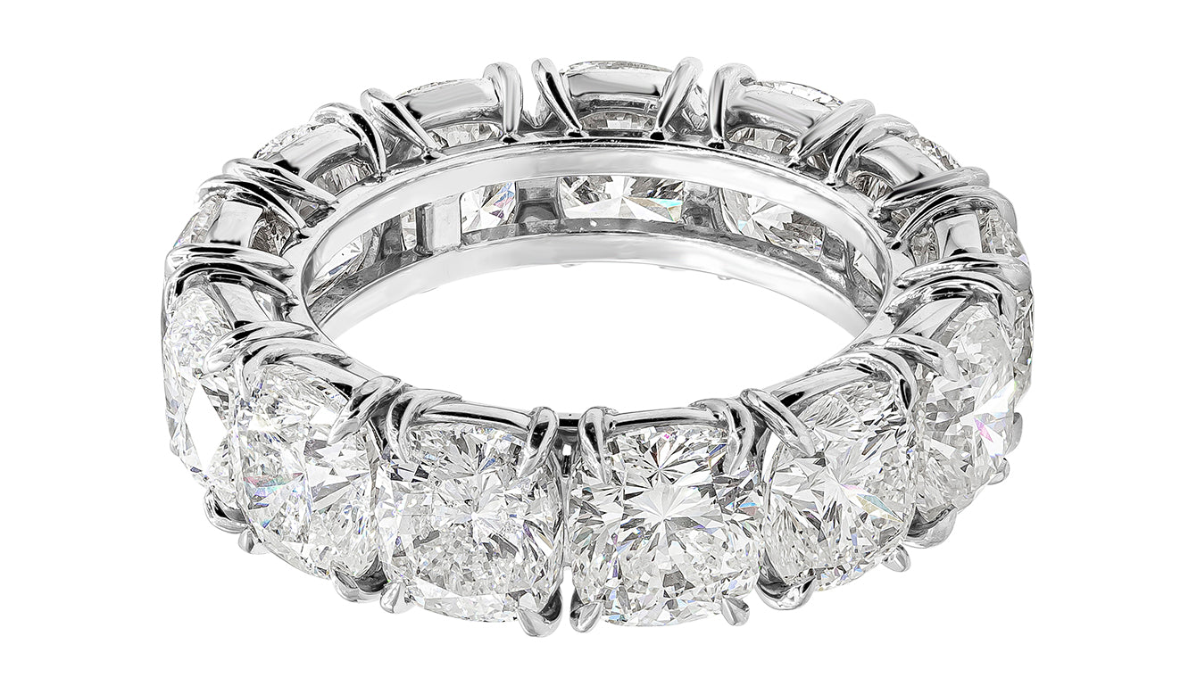 13.47 Carat Total Cushion Cut Basket Eternity