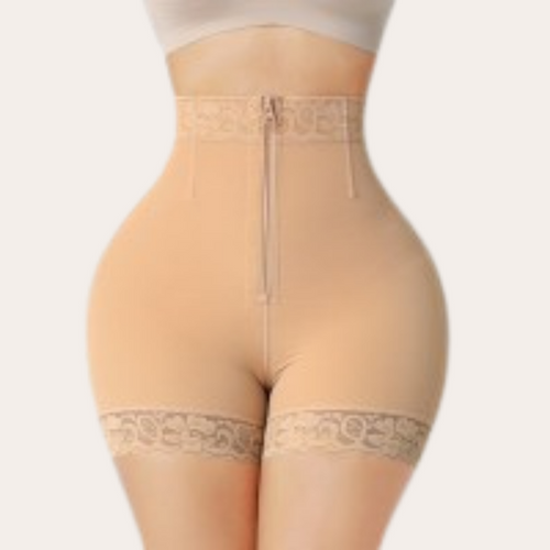 Side Zipper Faja with Hooks and Zipper (Zipper Gusset) Nude – Pomp Shapewear