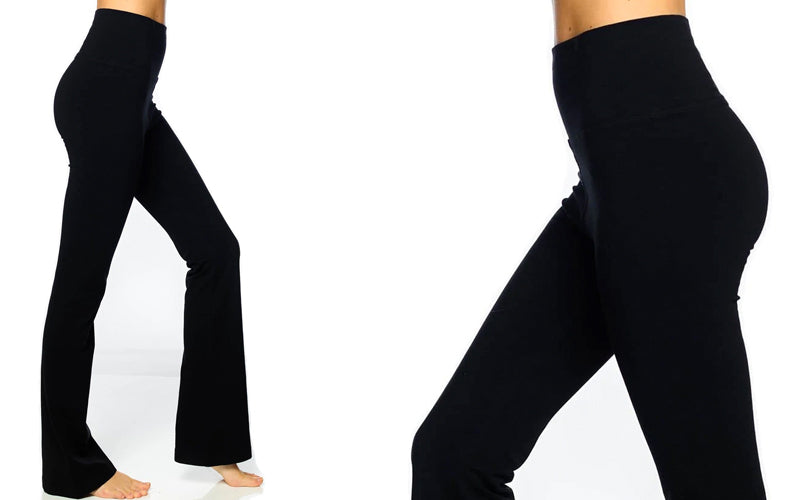 women wearing hardtail bootcut flare tummy control yoga pants