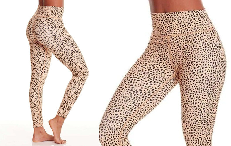 model wearing leopard printed tummy control leggings